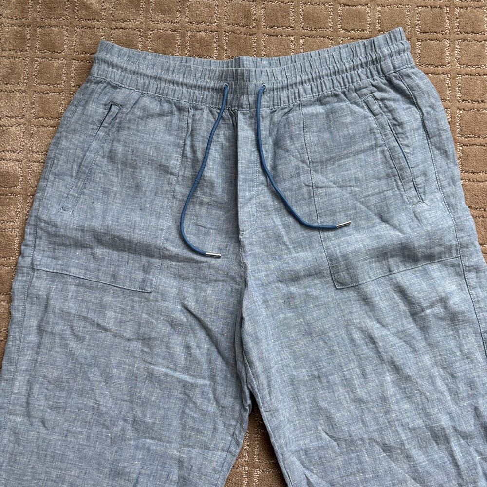 Athleta Cabo Blue Linen Wide Leg Pants Sz. 12 like new, with pockets - Picture 6 of 13
